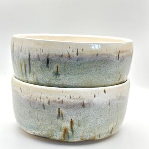 Handmade Ceramic Bowl | Soft White & Pale Green Glaze | Organic Pottery Bowl | Minimal Earthy Homeware