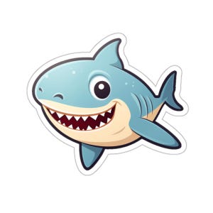 Kawaii Shark Vinyl Sticker - Laptop, Water Bottle, Notebook Decoration - Fun and Friendly Shark - Shark Lover Gift