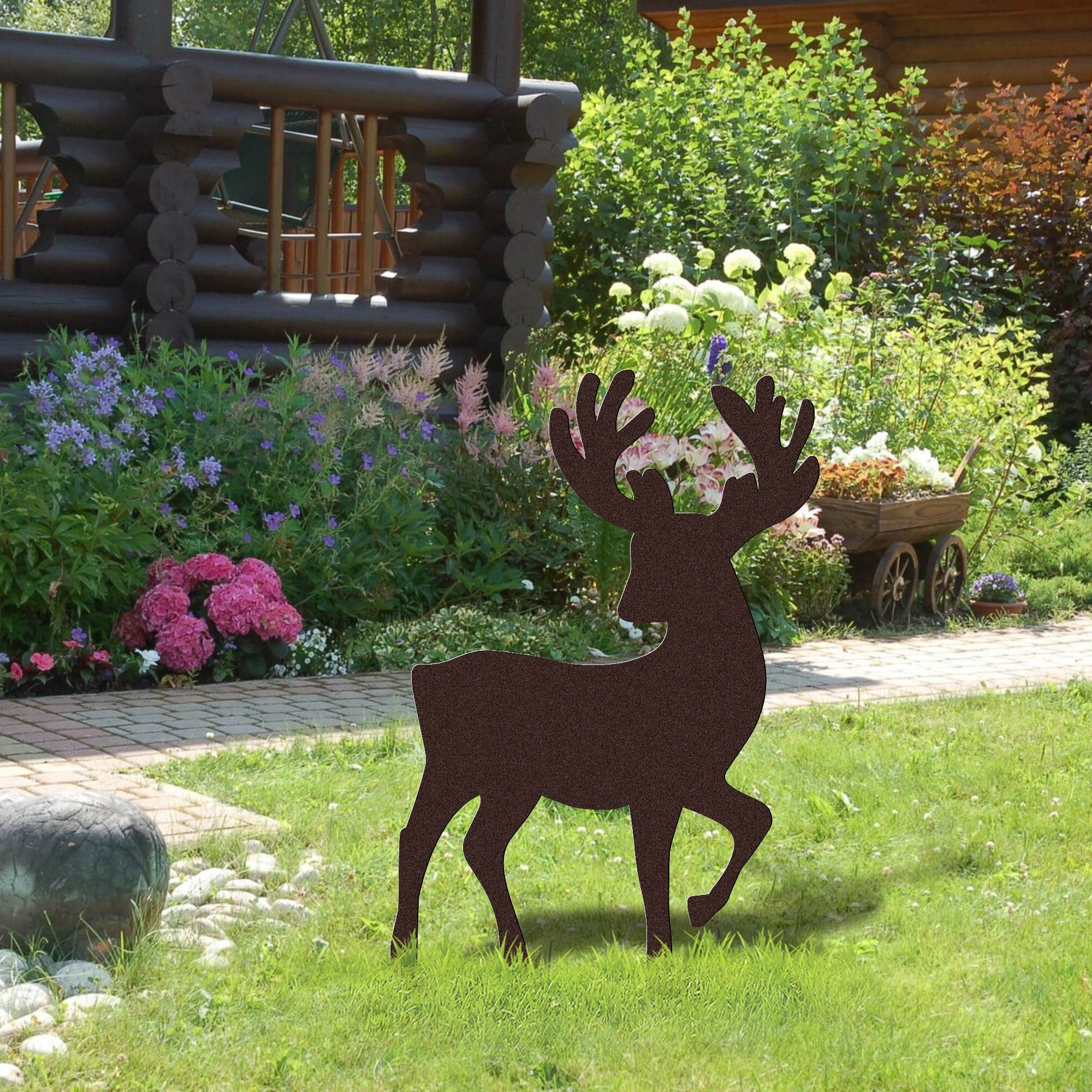Deer Metal Garden Sign Rusty Metal Deer Art Metal Garden Decor Metal Deer Garden Stake Art