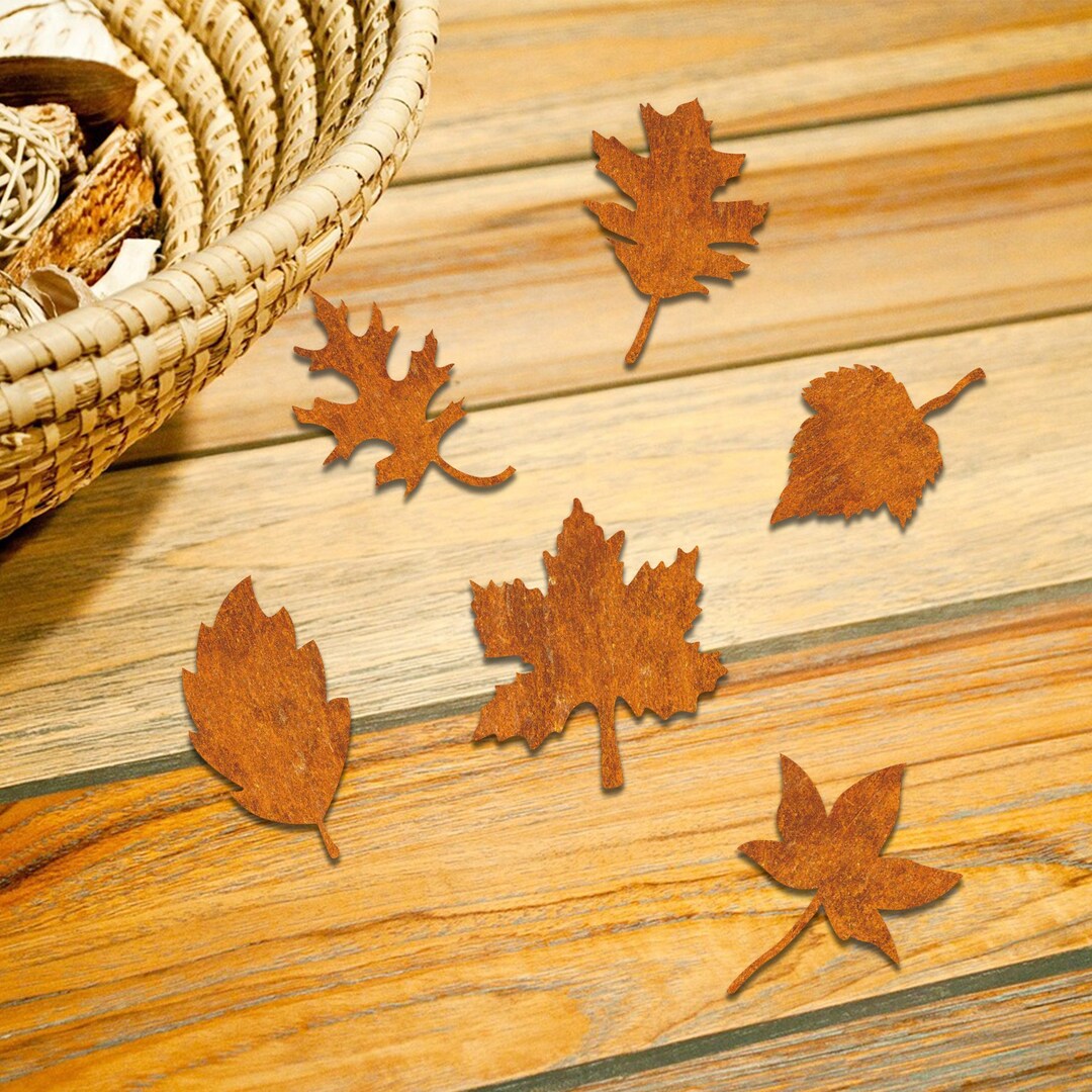 Set of Rusty Metal Leaves / Rustic Leaf Garden Decor / Autumn - Etsy
