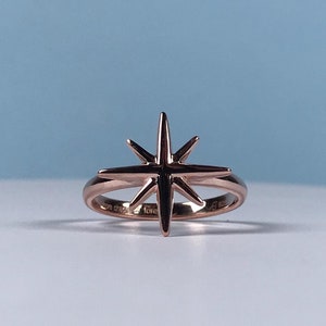 Gold North Star Ring, Nautical Star Ring, Starburst Ring, Polar Star Ring, North Star Ring, Gift For Her, Gift For Him, 925 Sterling Silver