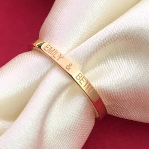 Personalized Ring, Custom Name Ring, Both Sides Engraved Band Ring, Unisex Stacking Name Rings, Skinny Custom Ring, Anniversary Gift for Her