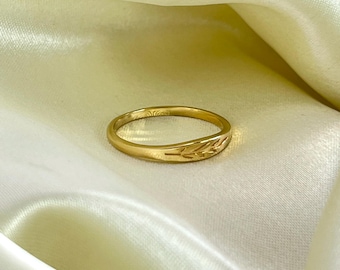 Chevalière fine feuille d'olivier : argent sterling 925, or vermeil