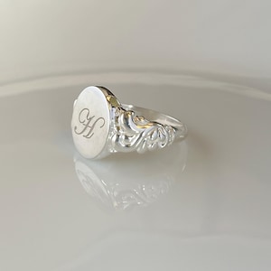 Vintage Siegelring, Gold und Silber Siegelring, Einzigartiges Hochzeitsdesign Siegelring, personalisierter Monogrammring |