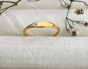 925 Sterling Silver Plain Pinky Ring for Women, Small Personalized Gift Ring, Thin ring , Daily Stacking Band Ring, Cubic Zirconia Tiny Ring