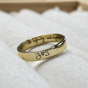 Personalized band ring- Couple band Ring - To Infinity and Beyond Engraved Band Ring - Couple Promise Ring - Custom inner engraving ring |