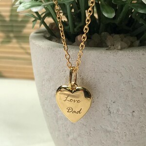 Collar con forma de corazón para papá: colgante personalizado, joyería grabada personalizada, recuerdo de cumpleaños, regalo único para papá, joyería sincera