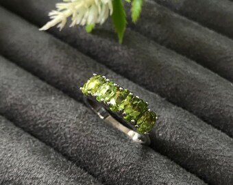 Genuine Peridot Stackable Ring | 2.5 Carat Oval Gemstone Handmade Ring | 925 Sterling Silver Ring | August Birthstone Jewelry | Gift For Her