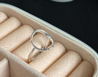 Anillo delicado y minimalista en forma de círculo, diseño de círculo abierto, anillos de plata para mujer, anillo del karma