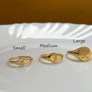 Sterling Silver Oval Signet Ring, Personalized Initial Monogram