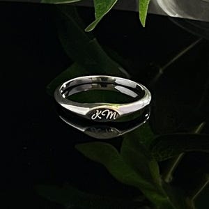 Custom Initial Marquise Ring - Personalized Engraved Ring - Minimalist Silver Ring - Initial letter Ring - Dainty Ring - Anniversary Gift |