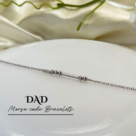 Dad Morse Code Bracelet–hidden Message Gift for Him–minimalist