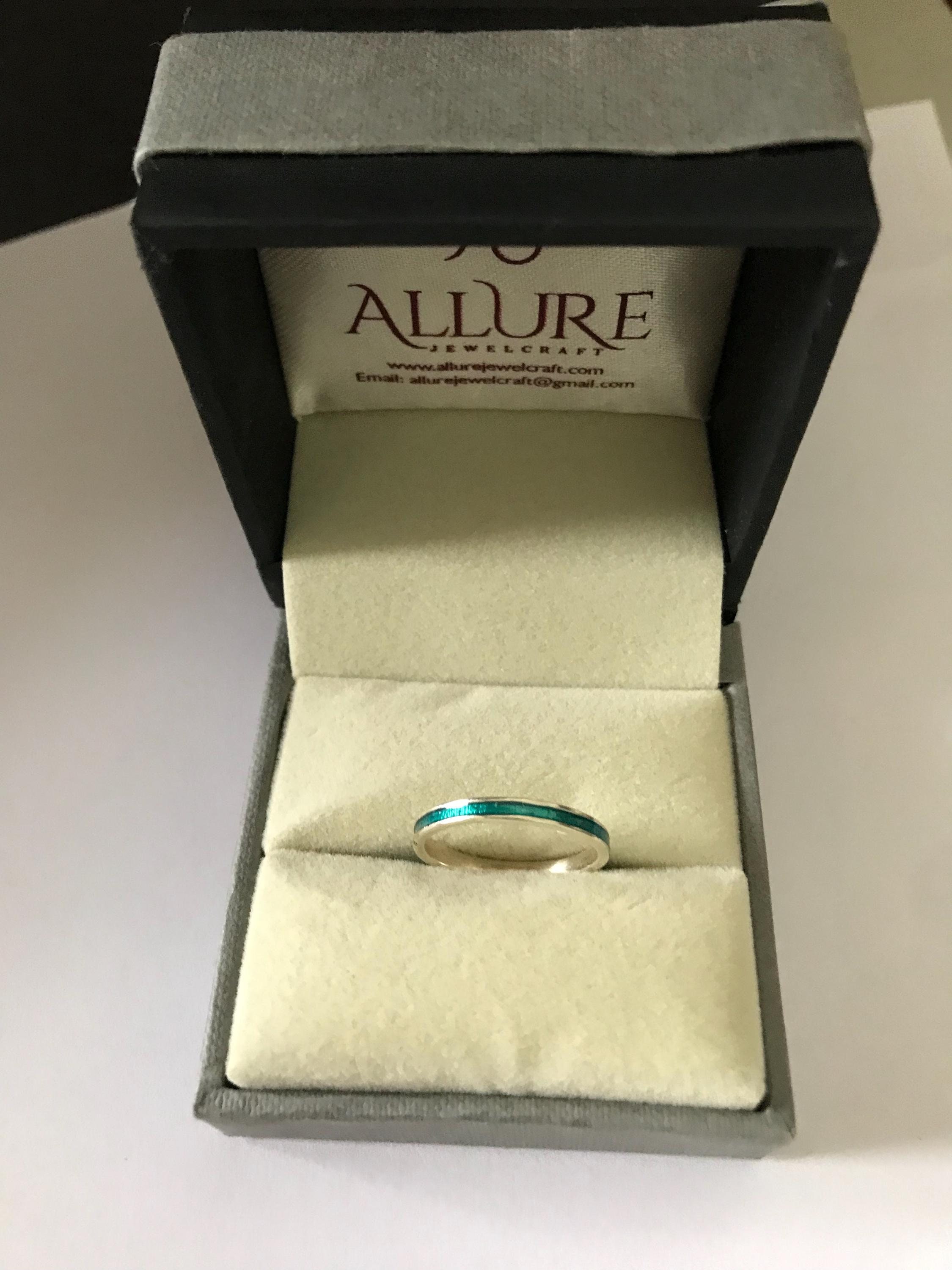 Transparent Turquoise Ring Band, 2.50mm Wide Band, thin ring band, Women's & Men's Wedding ring band, Transparent band, 925 sterling silver