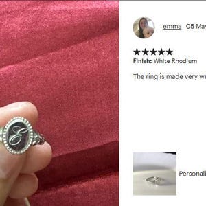 Anel gótico vintage personalizado, anel de sinete oval personalizado, joias góticas delicadas, presente personalizado, anel com letra personalizada, presente para mãe imagem 4