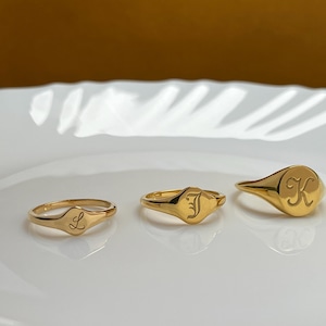 Anillo de sello ovalado, anillo de sello de plata de ley 925, anillos de sello ovalados, anillo de sello con monograma inicial personalizado, joyería personalizada