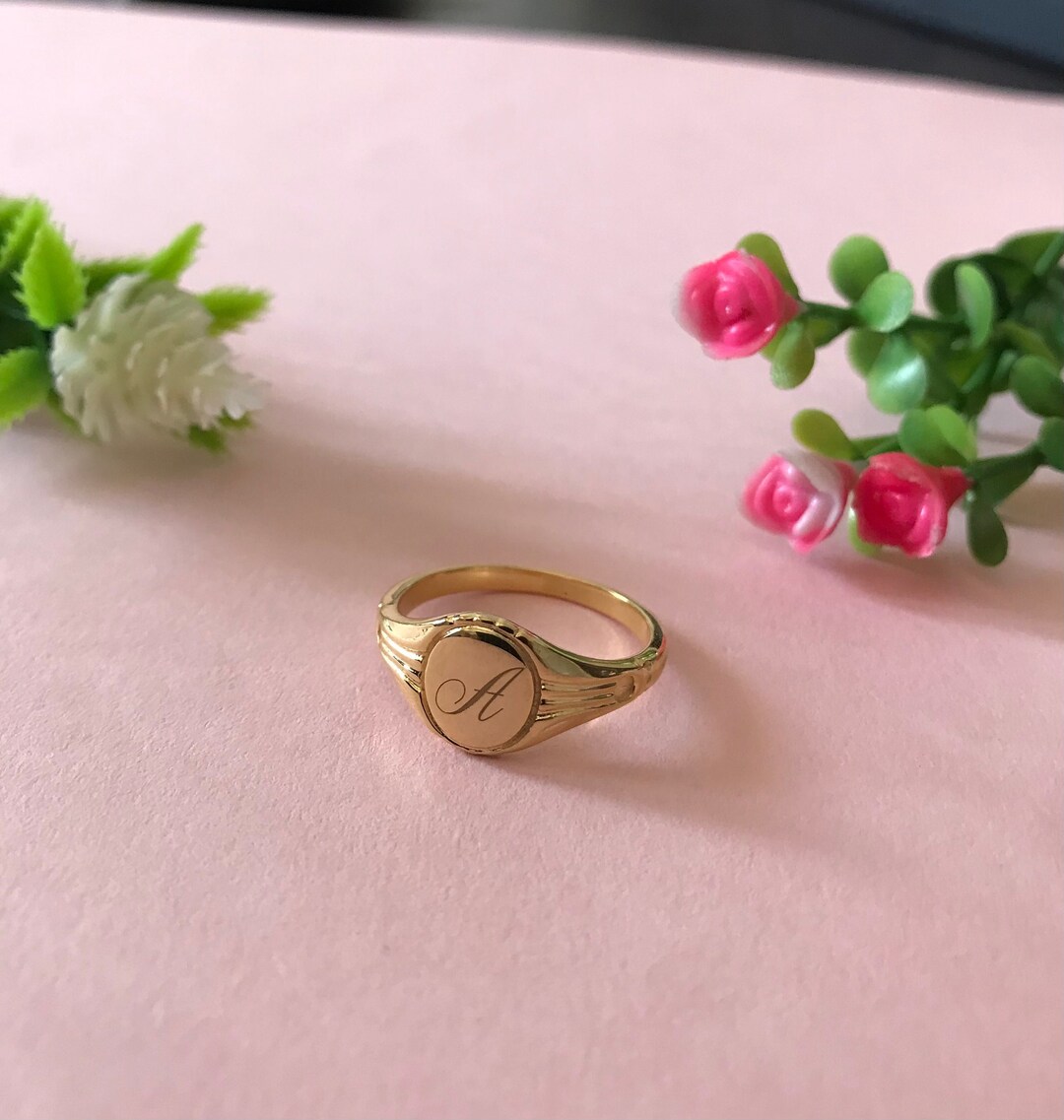 Vintage Signet Ring - Letter Engraved Signet Ring - Silver Signet Ring ...