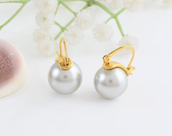 Gold Plated White Pearl Earrings, Elegant Pearl Drop Earrings, Simple Everyday Earrings, Dainty Earring, Bridal Jewelry, Gift For Her