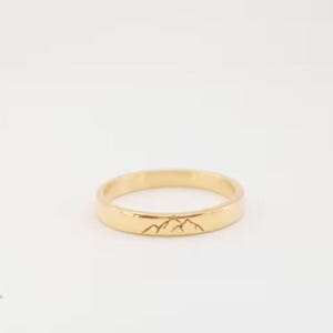 Mountain Band Ring - Engraving Band Ring - Valentines Day Gift for Her - Flat Band - Mountain Ring - Trekking Ring - 925 Sterling Silver