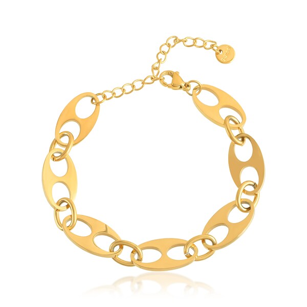 Bracelet chaîne à maillons grains de café - Bracelet épais chaîne à maillons - Bracelet plaqué or - Bijoux pour femme - Cadeau de mariage pour femme