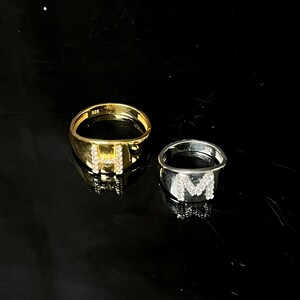 Custom Initial Signet Ring, Personalised Jewelry Gift, Mens Signet Ring, Unisex Signet Ring, CZ Letter Ring, initial signet ring, G inital image 14