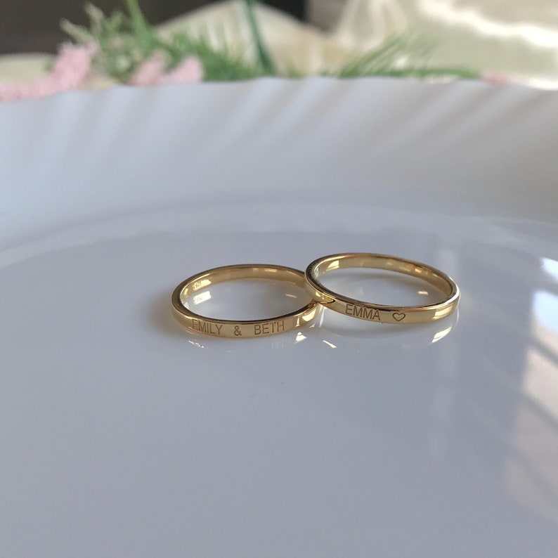 Stacking Rings Symbol Personalized Ring, Custom Name Ring, Both Sides Engraved Band Ring ...