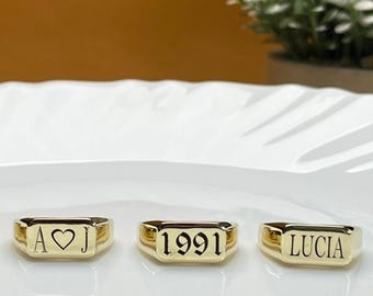 Personalized Sterling Silver Bar Ring – Custom Engraved Name Ring