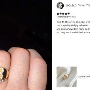 Custom Initial Signet Ring, Personalised Jewelry Gift, Mens Signet Ring, Unisex Signet Ring, CZ Letter Ring, initial signet ring, G inital image 7
