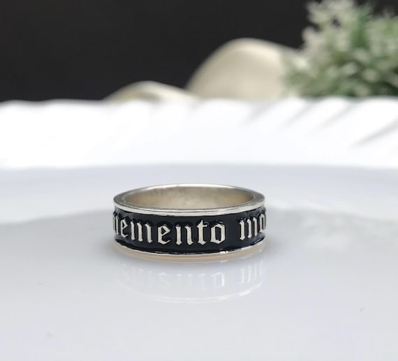 Memento Mori刻印リング、スターリングシルバー 幅6mm、Remember