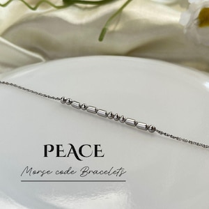Peace Morse Code Bracelet–Hidden Message Gift– Custom Morse code bracelet, Choose Your Own Secret Message, Dainty Bracelet with Tiny Beads,
