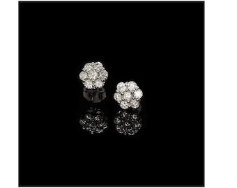 Diamanten oorbellen, bloem halo diamanten oorstekers, 14k massief witgouden studs, verjaardagscadeau, jubileum en huwelijkscadeau
