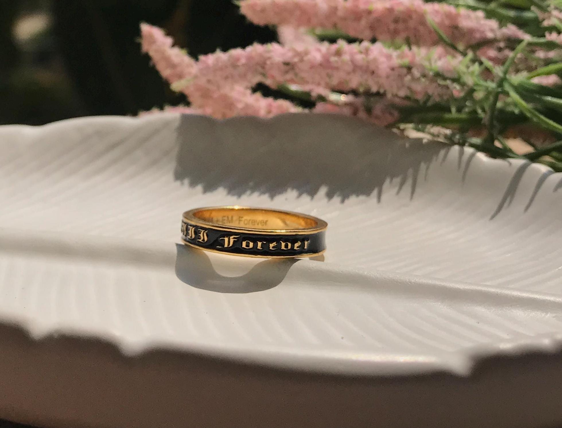 4mmシルバー「Forever & Always」リング、カスタムネーム刻印リング 