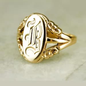 Monogram Signet Ring - Bold Long Oval Initial Signet Ring - Initial Signet Ring - Custom Initial Ring - Ring for Gifts - 925 Sterling Silver