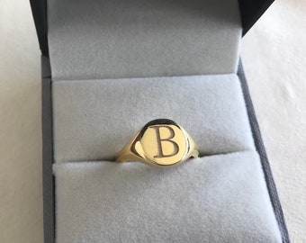 Custom Initial Ring - Personalized Initial Ring - Initial Signet Ring - Letter Engraved Jewelry - Dainty Initial Ring -  925 Silver Ring
