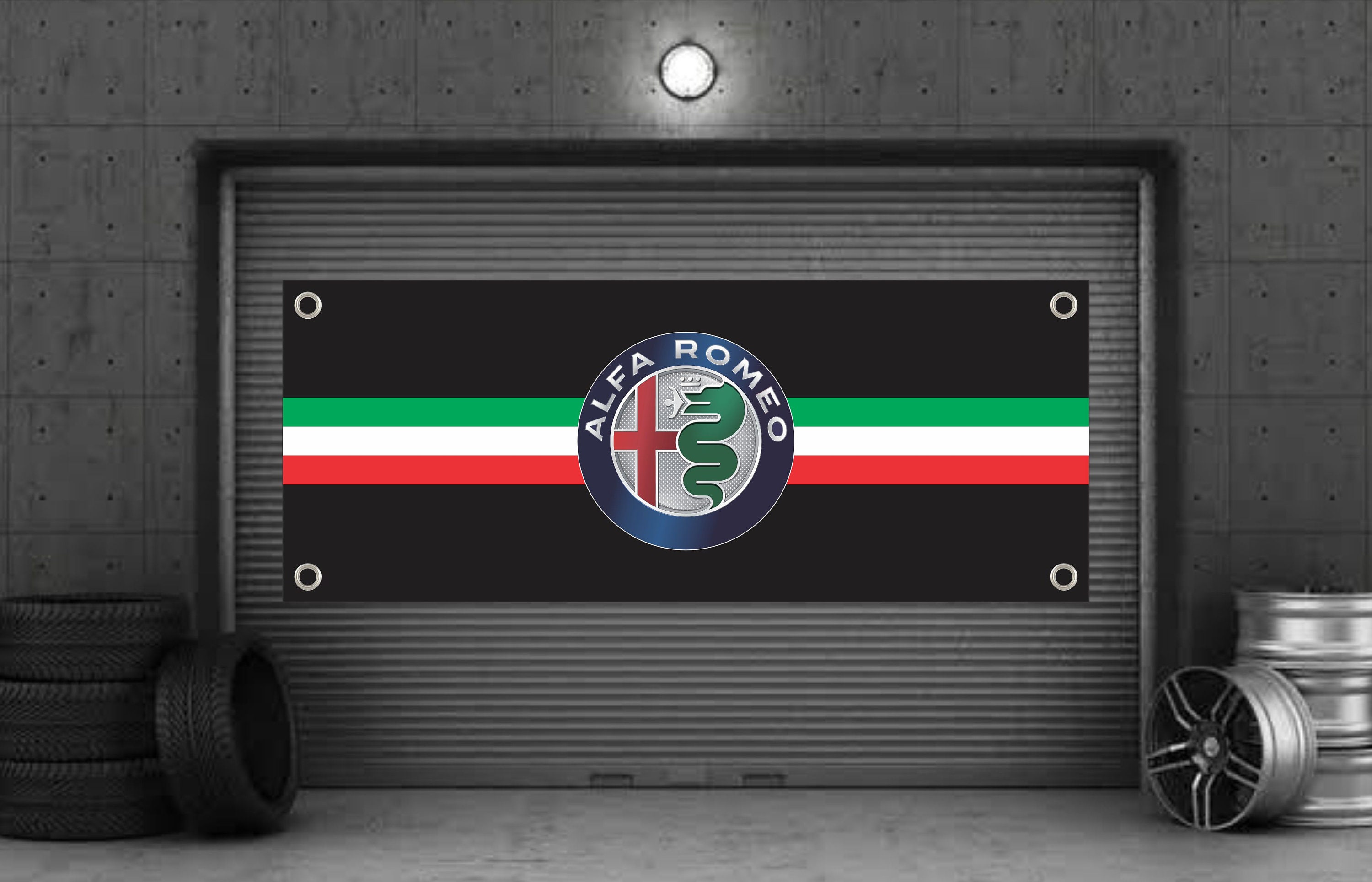 4R Quattroerre.it Sticker Kit Alfa Romeo Logo 51 mm Italy Flag for India