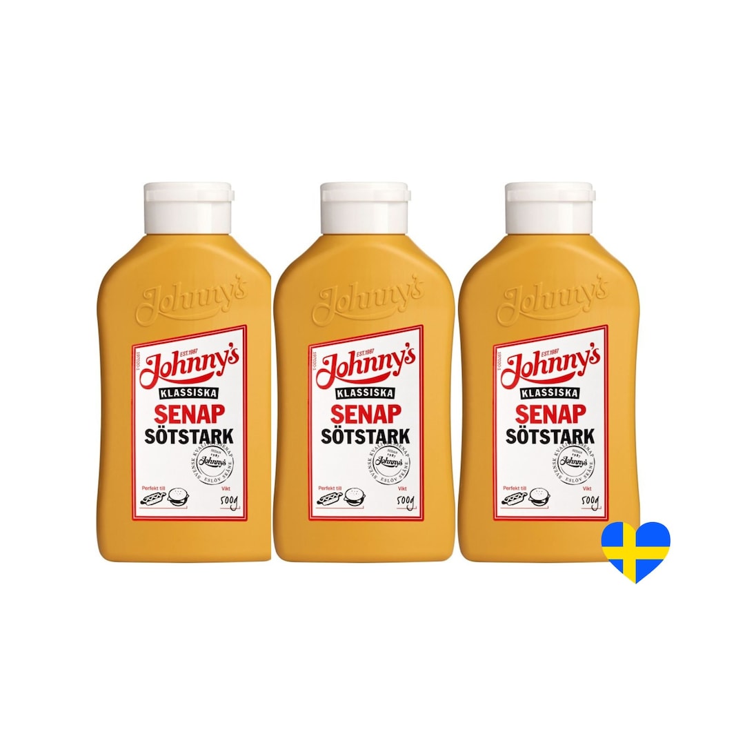 3 Bottles Swedish Mustard Sötstark Senap Johnnys Etsy