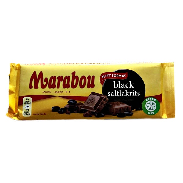 Marabou Black Salt Lakritz 100g (3,5z.), Schwedische Schokolade, Marabou Choklad, Fika, Godis, Skandinavische Süßigkeiten