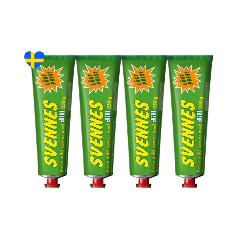 4 Tubes Svennes Caviar Dill Extra Mild Tube, Smoked Cod Roe Spread