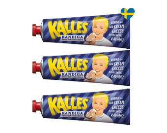 3 Tubes Caviar and Cream Cheese - Kalles Kaviar Randiga, Cod Roe Spread 285g (10 Oz.) - Swedish Scandinavian Treat