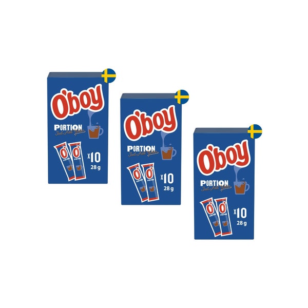 3 Boxes of Swedish O'boy Original Cocoa Powder Mix 10 sachets, Hot Chocolate, Fika, Godis, Made in Sweden, Scandinavian Drinks, Swedish Gift