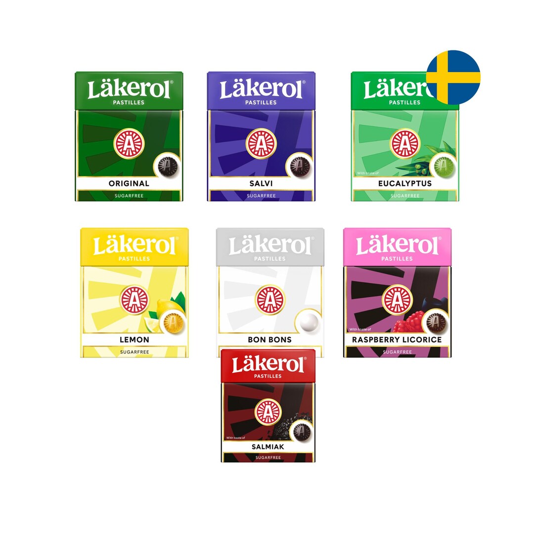 Swedish Candy Läkerol, Sugarfree Pastilles, Various Flavors Licorice