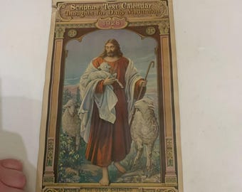 Antique 1928 Scripture Text Thoughts For Daily Meditation Religious Calendar