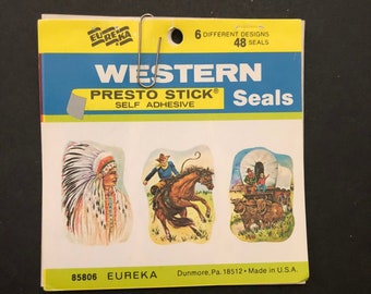 Vintage Eureka Western Presto Stick Self Adhesive Seals 13 Present