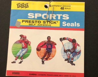 Vintage Eureka Sports Presto Stick Self Adhesive Seals 26 Present