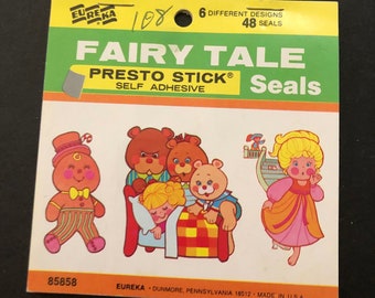 Vintage Eureka Fairy Tale Presto Stick Self Adhesive Seals 33 Present