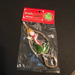 Vintage Commodore Braided Straw Decorations Angel Made in Japan Christmas Tree Ornament