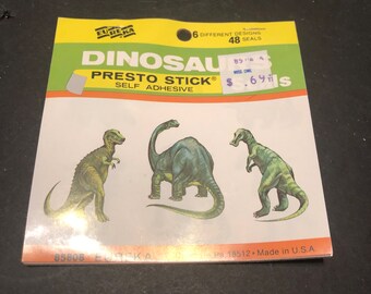 Vintage Eureka Dinosaurs Presto Stick Self Adhesive Seals All 48 Seals Present