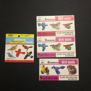 Vintage Dennison Bird Seals en Sticker Lot 75 Seals en 21 Stickers aanwezig