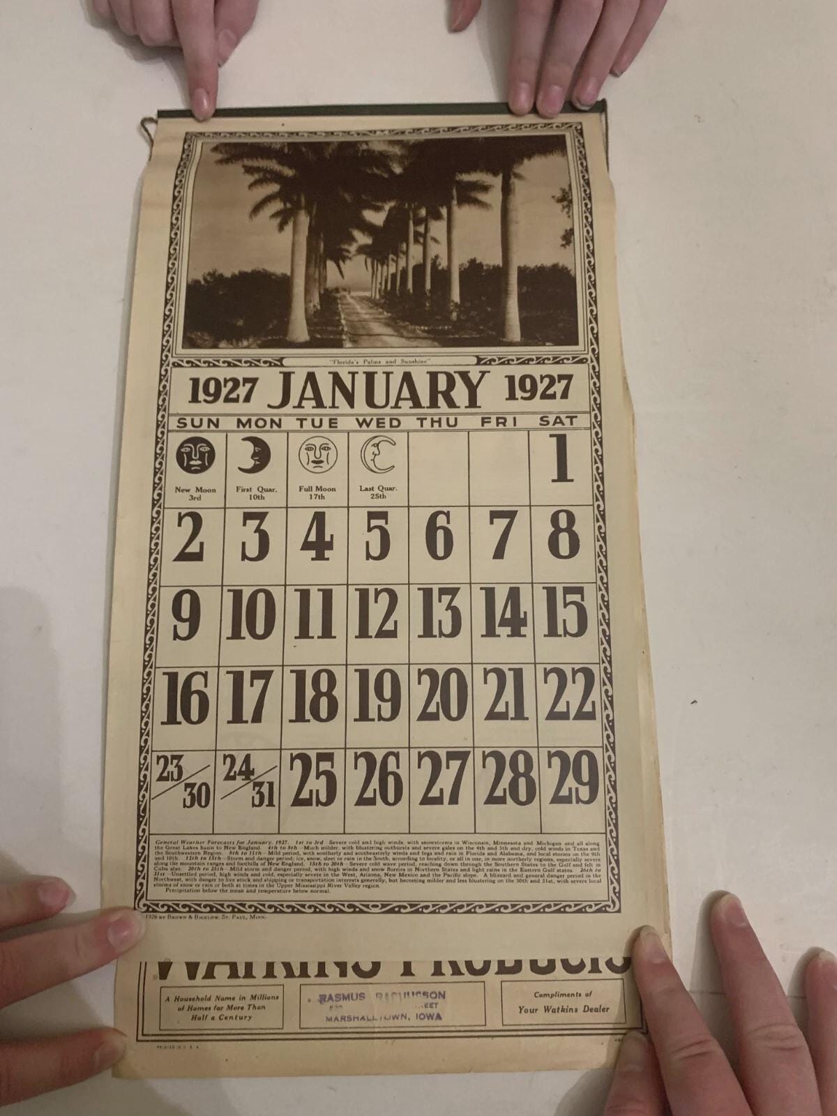 1927 Calendar - Etsy