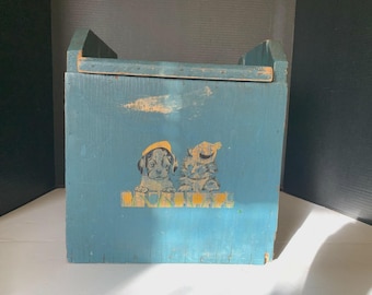 Antique Primitive Wooden Child's Toy Box and Seat
