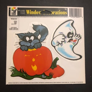 Vintage Color-Clings, inc. Kürbis Schwarze Katze Geist Halloween Fensterschmuck